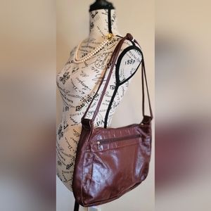 VINTAGE ||  SAS  ||  Maroon Distressed  Grandma Shoulder Bag